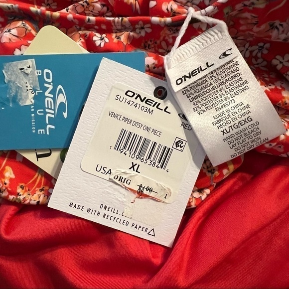 O'Neill Red Venice Piper Ditsy One-Piece Swimsuit - Picture 9 of 10